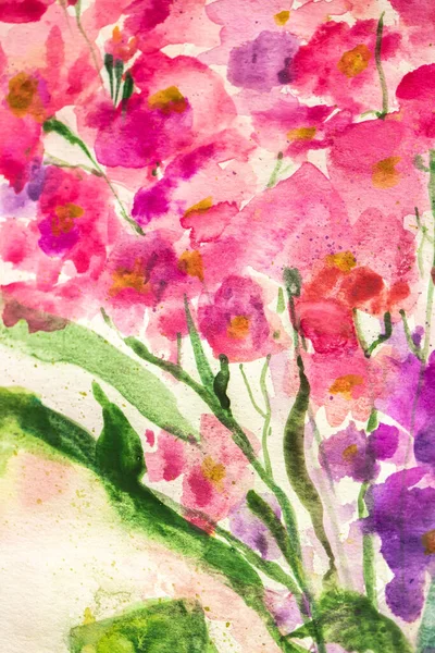 Watercolor Flower Painting Floral Background Watercolor Floral Background Greeting Card — Foto de Stock