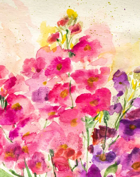 Watercolor Flower Painting Floral Background Watercolor Floral Background Greeting Card — Foto de Stock