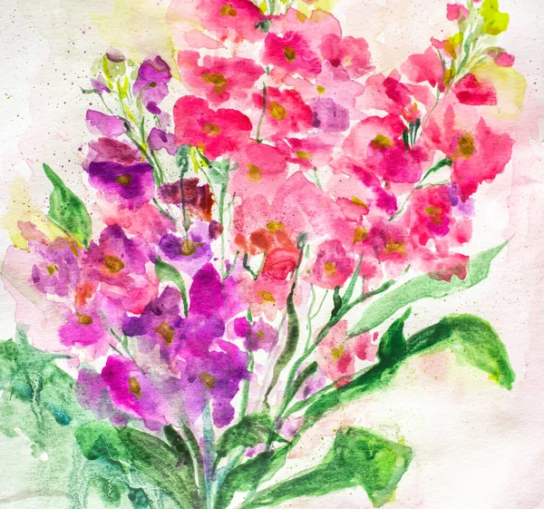 Υδατογραφία Λουλούδι Ζωγραφική Floral Φόντο Υδατογραφία Φόντο Λουλουδιών Ευχετήρια Κάρτα — Φωτογραφία Αρχείου