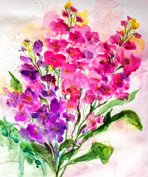 Υδατογραφία Λουλούδι Ζωγραφική Floral Φόντο Υδατογραφία Φόντο Λουλουδιών Ευχετήρια Κάρτα — Φωτογραφία Αρχείου