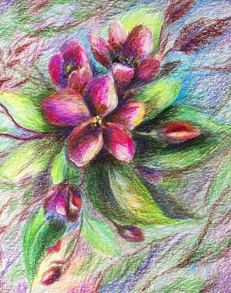 Kalem çizimi. Empresyonizm çiçek resmi