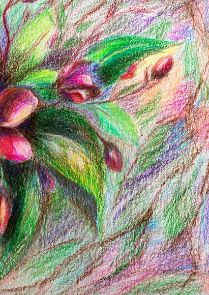 Kalem çizimi. Empresyonizm çiçek resmi