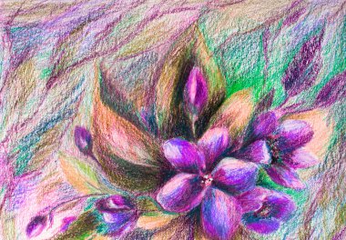 Kalem çizimi. Empresyonizm çiçek resmi