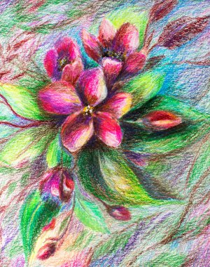 Kalem çizimi. Empresyonizm çiçek resmi