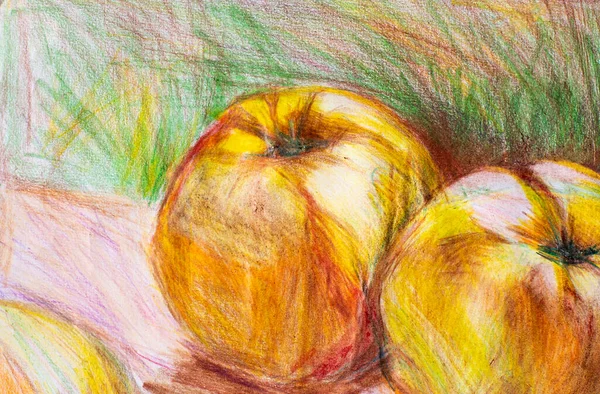 Малюнок Олівцем Ілюстрація Фруктів Розпис Яблук — стокове фото