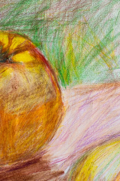 Illustration Crayon Fruits Peinture Pommes — Photo