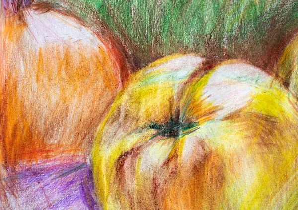 Meyvelerin kalem çizimi. elma boyama.