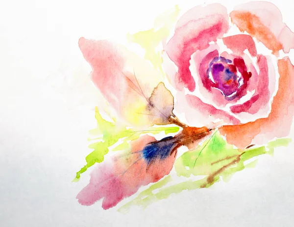 Abstract Painting Bright Flowers Original Handmade Watercolor Painting Impressionism Style — 스톡 사진