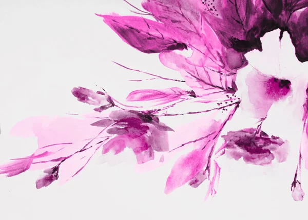 Abstract Painting Bright Flowers Original Handmade Watercolor Painting Impressionism Style — Foto de Stock