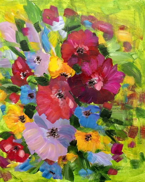 Oljemålning Impressionism Stil Blomma Målning Fortfarande Måla Duk Konstnär Målning — Stockfoto