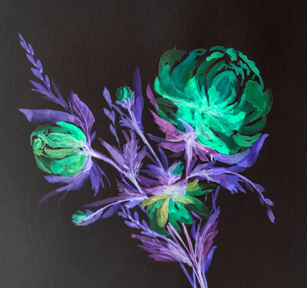 Abstrakt Målning Ljusa Blommor Originalhandgjorda Akvarellmålning Impressionism Stil Färg Konsistens — Stockfoto