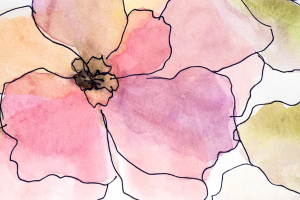 Suluboya Çiçek Illüstrasyonu Hassas Çiçek Deseni Sanatsal Arka Plan Kartpostal — Stok fotoğraf