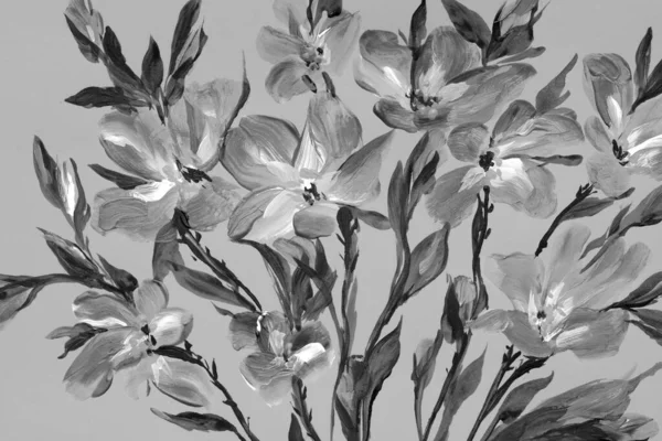 Drawing Flowers Bright Background Oil Painting Acrylic — Zdjęcie stockowe