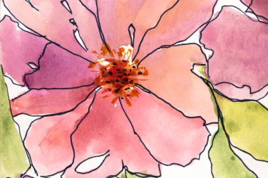 Suluboya soyutlama parlak daireler ve spiraller. Renkli çizgiler. Sanatsal arka plan. Kartpostal. Orijinal soyut sanat çizimi.