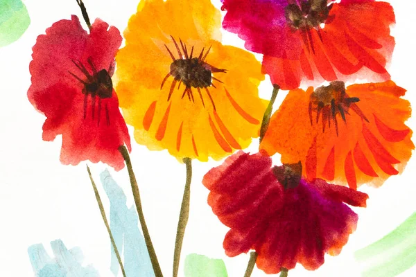 수채화 수채화 꽃다발 꽃무늬 역으로 — 스톡 사진
