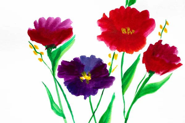 수채화 수채화 꽃다발 꽃무늬 역으로 — 스톡 사진