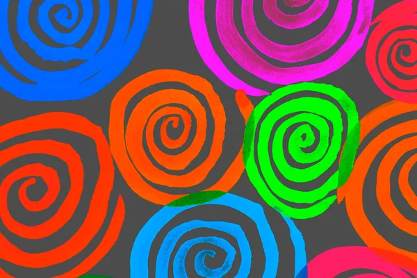 Watercolor Abstraction Bright Circles Spirals Colored Stripes Artistic Background Postcard — ストック写真