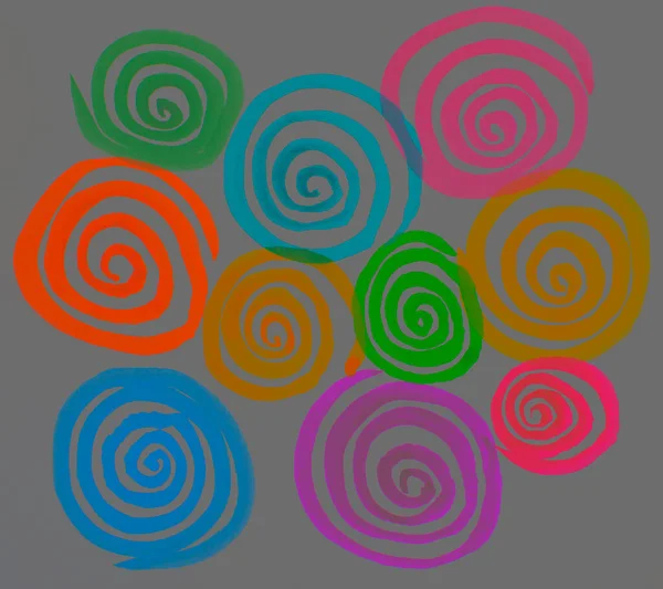 Watercolor Abstraction Bright Circles Spirals Colored Stripes Artistic Background Postcard —  Fotos de Stock