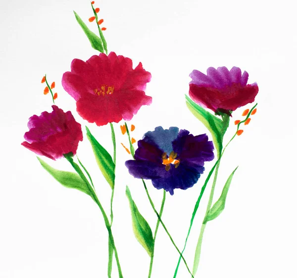 수채화 수채화 꽃다발 꽃무늬 — 스톡 사진