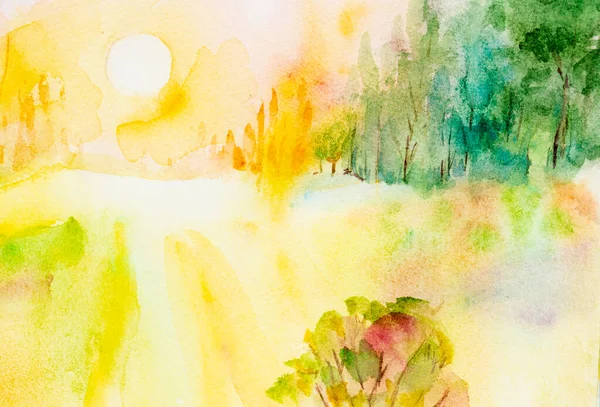 watercolor delicate colorful landscape. Abstract watercolor landscape background