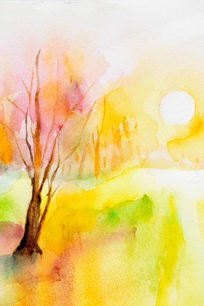 Watercolor Delicate Colorful Landscape Abstract Watercolor Landscape Background — Fotografia de Stock