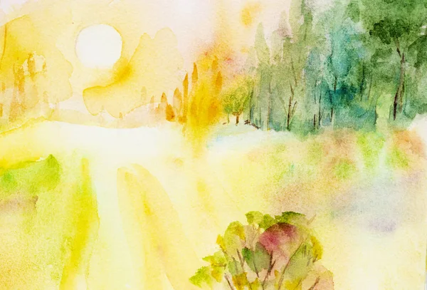 Aquarell Zarte Farbenfrohe Landschaft Abstraktes Aquarell Landschaft Hintergrund lizenzfreie Stockbilder