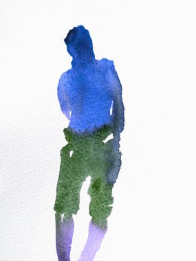 watercolor silhouette of a man. Hand painting. Fashion and beauty illustration. Sketch 