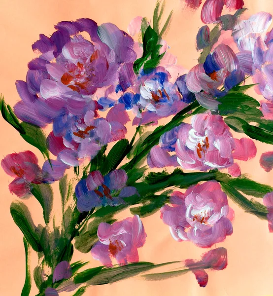 Drawing Flowers Bright Background Oil Painting Acrylic — 스톡 사진