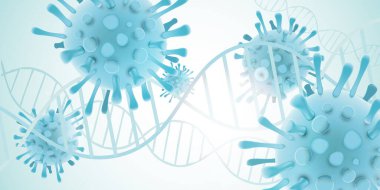 DNA sembollü Covid 19 illüstrasyon pankartı 