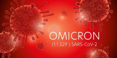 Covid 19 omikron varyasyon illüstrasyon pankartı