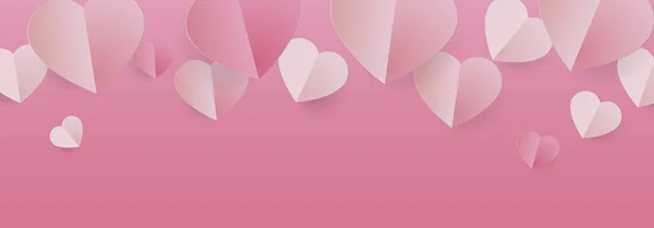 Corações Papel Doce Rosa Ilustração Fundo Grande — Fotografia de Stock