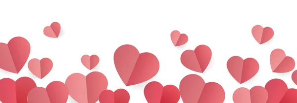 Pink Sweet Paper Hearts Illustration Large Background — Stockfoto
