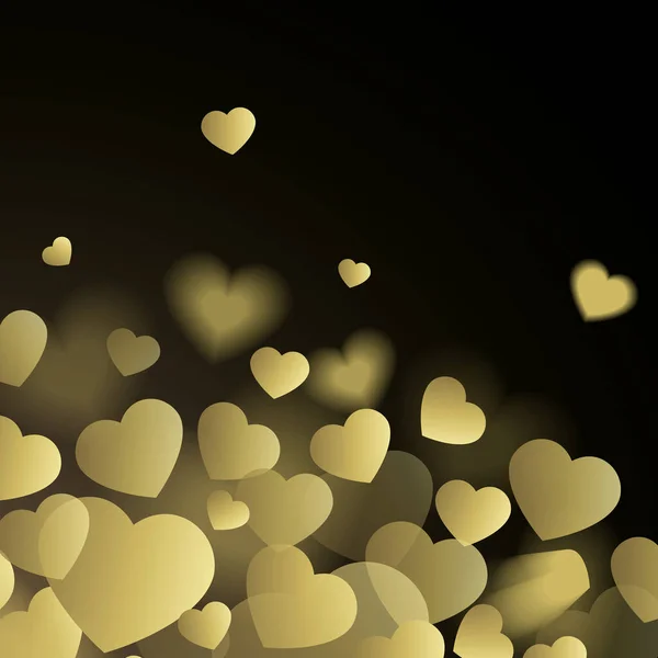 Czarno Złote Serca Miłości Ilustracja — Zdjęcie stockowe
