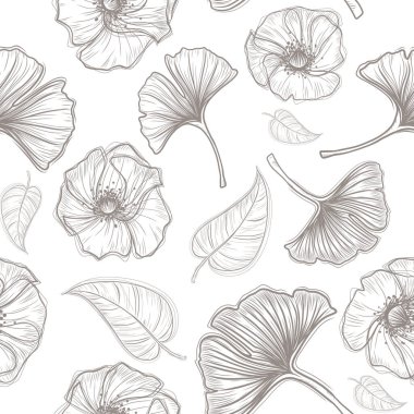 Kusursuz çiçek desenli taslak çizim arka planı