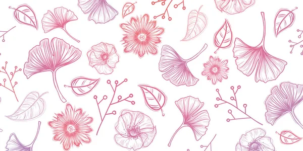 Kusursuz Çiçek Desenli Taslak Çizim Arka Planı — Stok fotoğraf