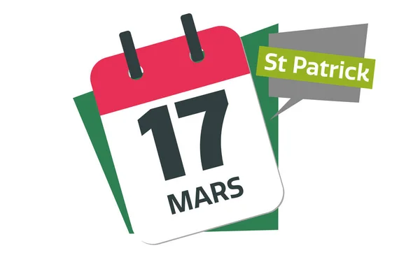 Французский Марта Календарь Даты Святой Патрик День — стоковое фото