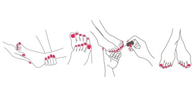 Kadın ayak bakım illüstrasyon pedikür masaj