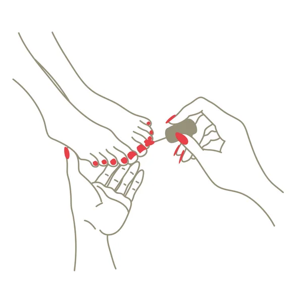 Mulher Pés Cuidados Ilustração Pedicure Massagem — Fotografia de Stock