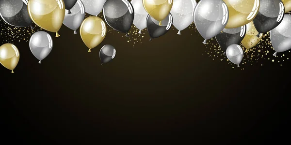 Vector gold and silver balloons festive celebration