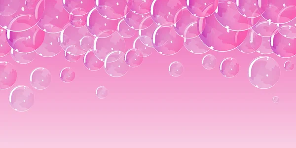 Rosa Transparent Bubblor Illustration Stor Bakgrund — Stockfoto
