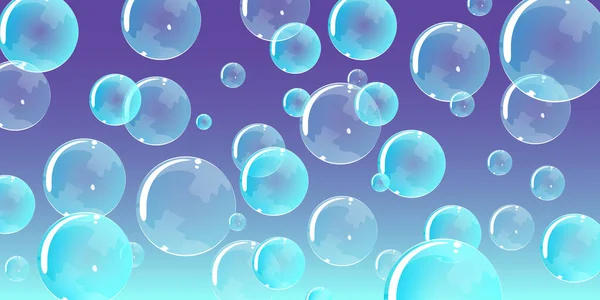 Blue Transparent Bubbles Illustration Large Background — Fotografia de Stock