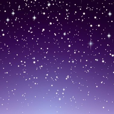 Güzel, huzurlu, yıldızlı gökyüzü illüstrasyon bayrağı