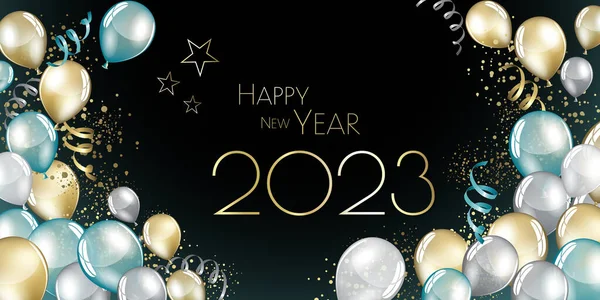 Happy New Year 2023 Festive Balloons Greeting Card — Fotografie, imagine de stoc