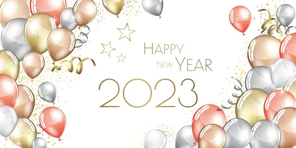 Happy New Year 2023 Festive Balloons Greeting Card — Stock Photo, Image