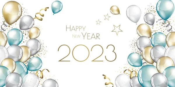 Szczęśliwego Nowego Roku 2023 Świąteczne Balony Kartka Okolicznościowa — Zdjęcie stockowe