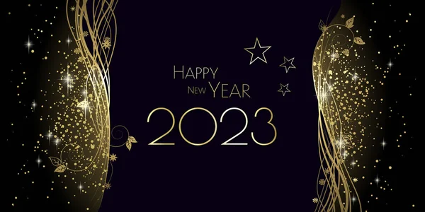 Happy New Year 2023 Festive Glitter Greeting Card — 图库照片