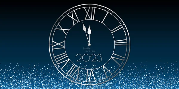 Feliz Ano Novo 2023 Relógio Brilho Design — Fotografia de Stock