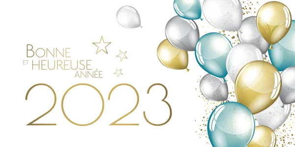 Francouzský Šťastný Nový Rok 2023 Slavnostní Balónky Přání — Stock fotografie