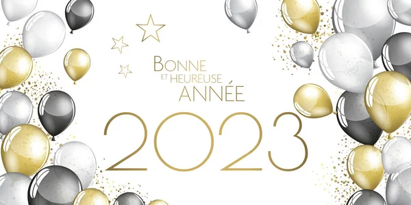 French Happy New Year 2023 Святкова Вітальна Листівка — стокове фото