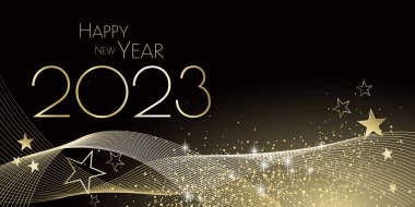 Mutlu yıllar 2023 Siyah ve Altın Kutlama Kartı